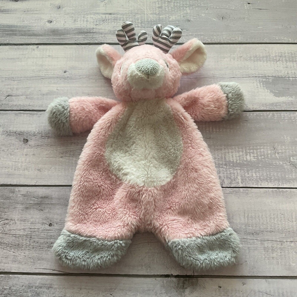 Baby Ganz Pink Reindeer Moose Lovey Plush Baby Security Blanket